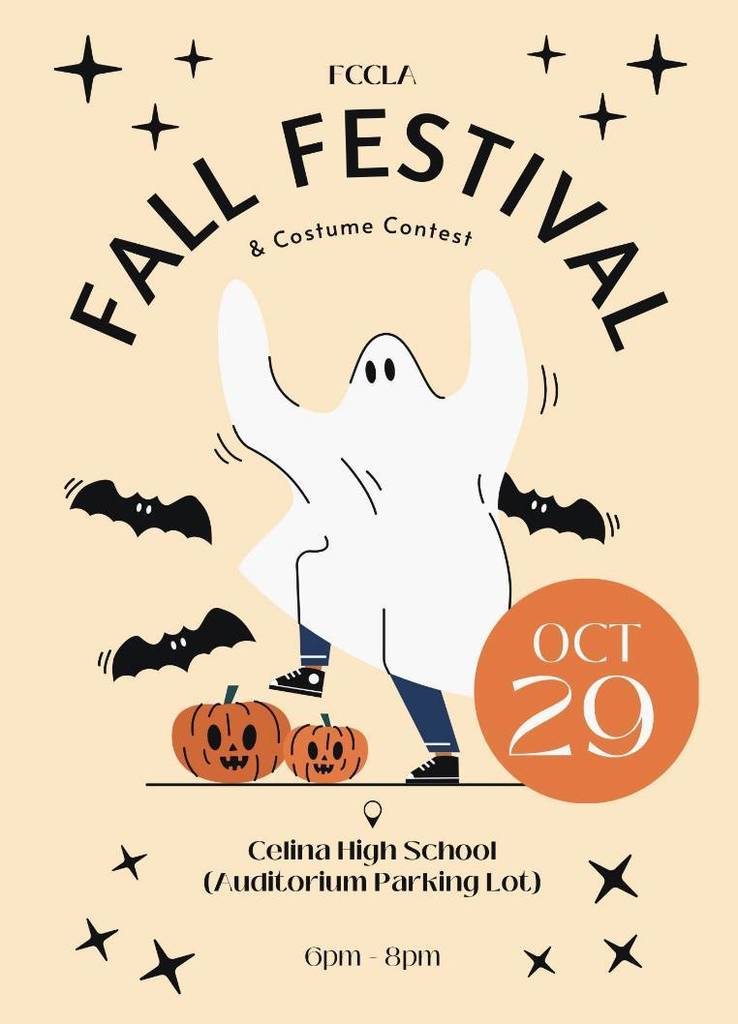 FCCLA Fall Festival  & Costume Contest on October 29th from 6-8pm